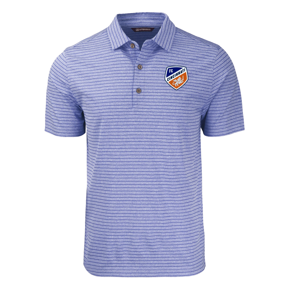  FC Cincinnati Cutter & Buck Forge Eco Heather Stripe Stretch Recycled Polo - Heather Blue